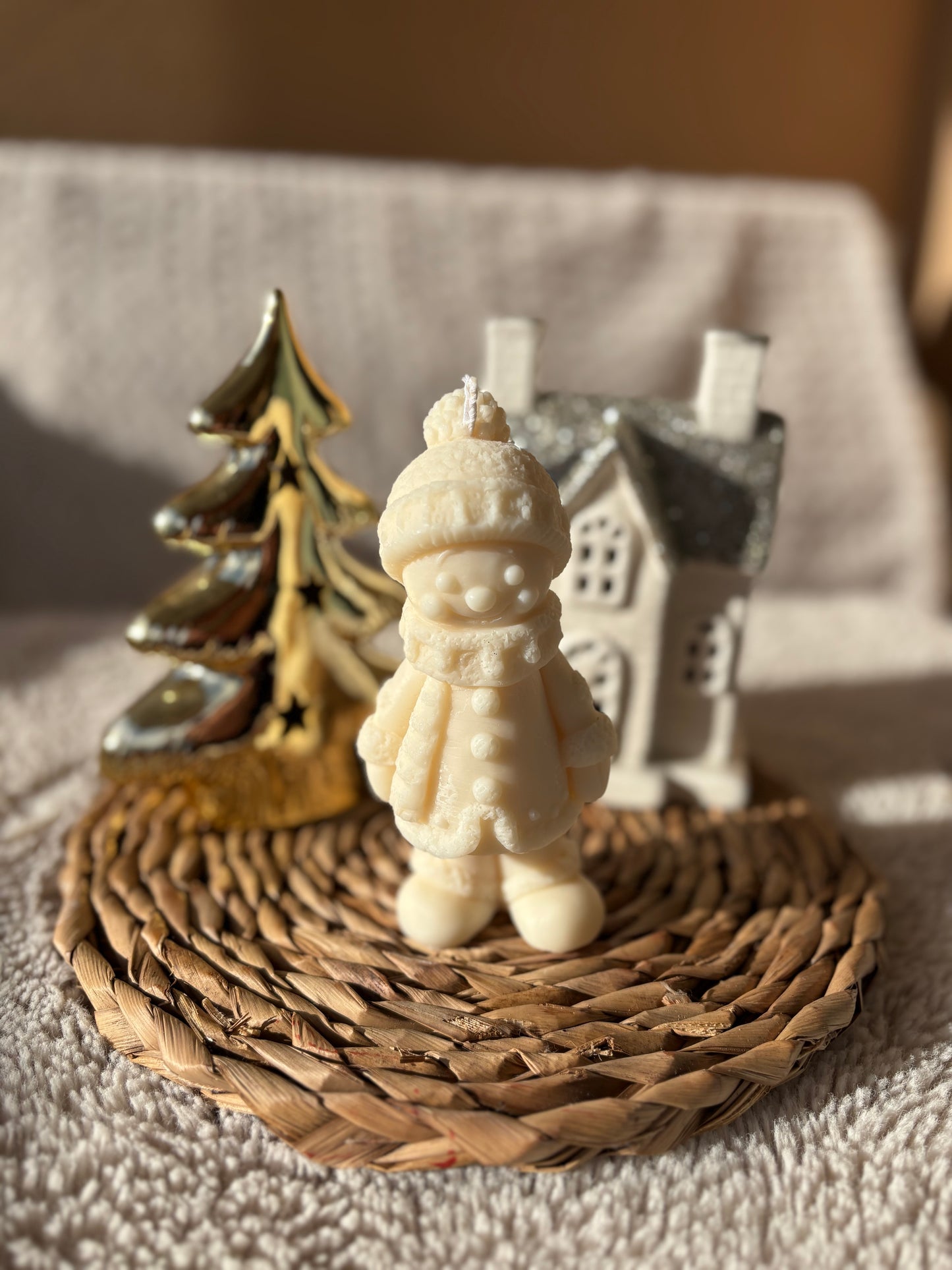 Bougie bonhomme de neige